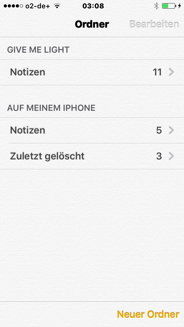 Eine kombinierte Ansicht von lokalen und in Mail-Postfächern gespeicherten Notizen gibt es in iOS 9 nicht.
